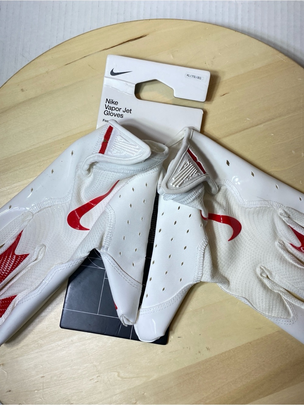 Nike Vapor Jet Football Gloves White Red Adult XL New with Tags Receiver